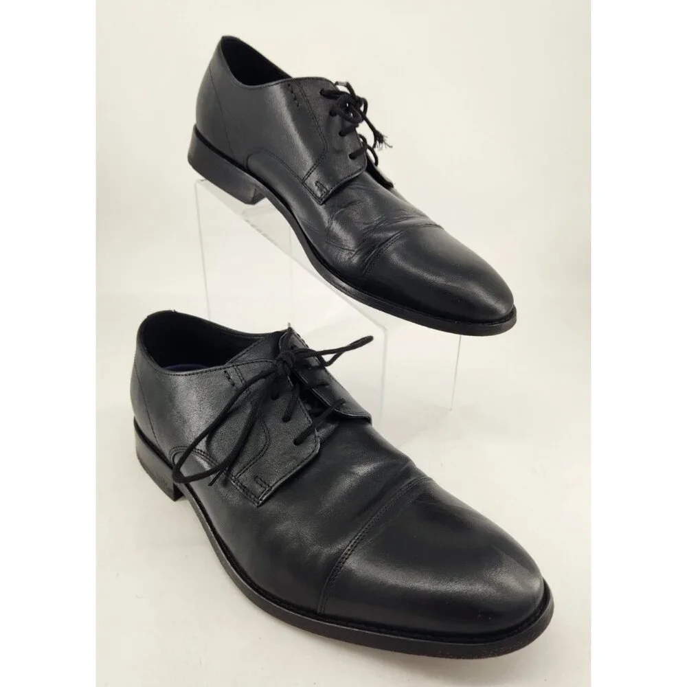 Bostonian Nantucket Dress Shoes Men's‎ 10 W Wide Cap Toe Black Leather Oxford